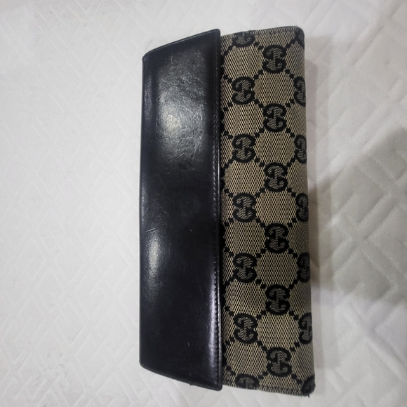 GUCCI Jackie GG Canvas Leather Bi-fold Long Wallet Black Italy - Picture 2 of 10